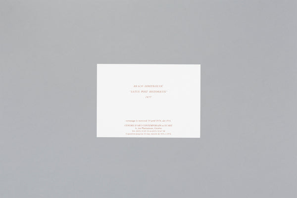 Dimitrijevic, Braco : "Satus Post Historicus" 1977