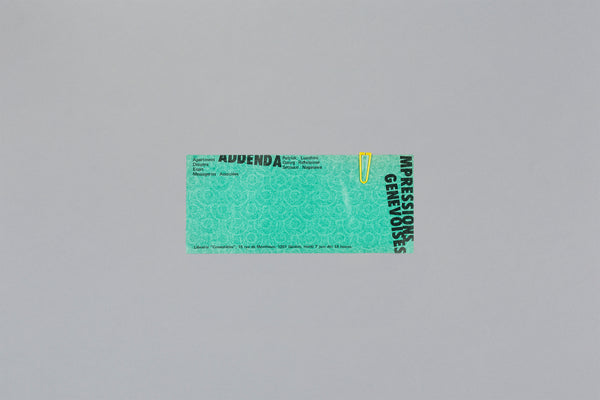 Lucchini, Patrick; Rehsteiner, Georg; Nagasawa, Setsuko : Addenda Impressions Genevoises